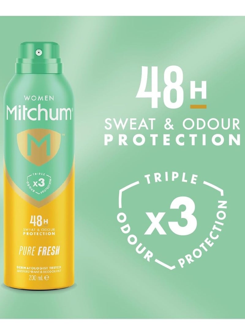 ميتشوم مزيل عرق بخاخ بيور فريش للنساء، حماية ثلاثية من الروائح الكريهة لمدة 48 ساعة  200 مل - Image 2