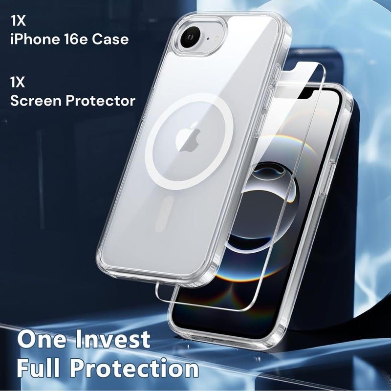 ShieldTech Back Cover Case + Screen Protector for Apple iPhone 16e | Mag-Safe Compatible | Transparent Mobile Phone Back Cover Case for i Phone 16e | i Phone 16 e TPU Transparent Back Case Cover - Image 5