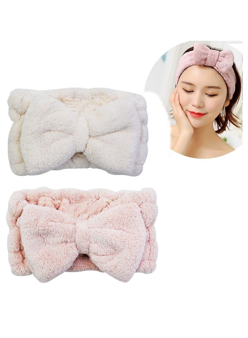 ORiTi طقم من 2 رباط رأس ميكروفايبر على شكل ربطة عنق لتجميل الوجه، رياضة، استحمام، قابل للتعديل، مرن، لشعر النساء - Image 1