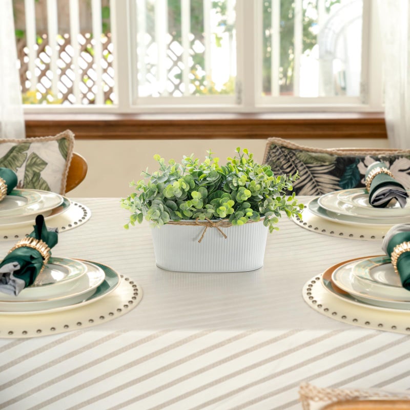 Dahey Fake Eucalyptus Plants Indoor for Farmhouse Home Decor Artificial Faux Plants in Rustic Rectangular Pots Table Centerpiece for Bathroom Office Living Room Shelf Laundry Decor, 7" L x 4" H - Image 3