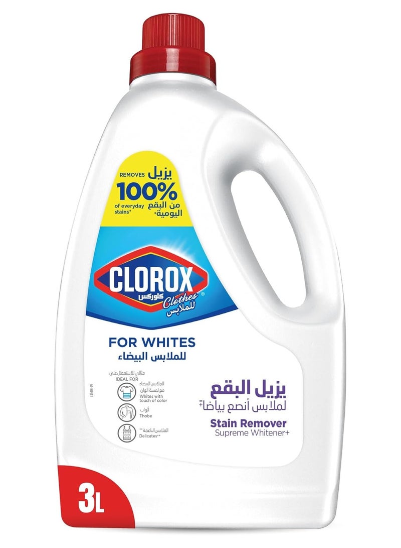 Clorox Clothes Stain Remover Supreme Whitener, For Whites, Ideal For Whites With Touch Of Color, 3L - Image 1