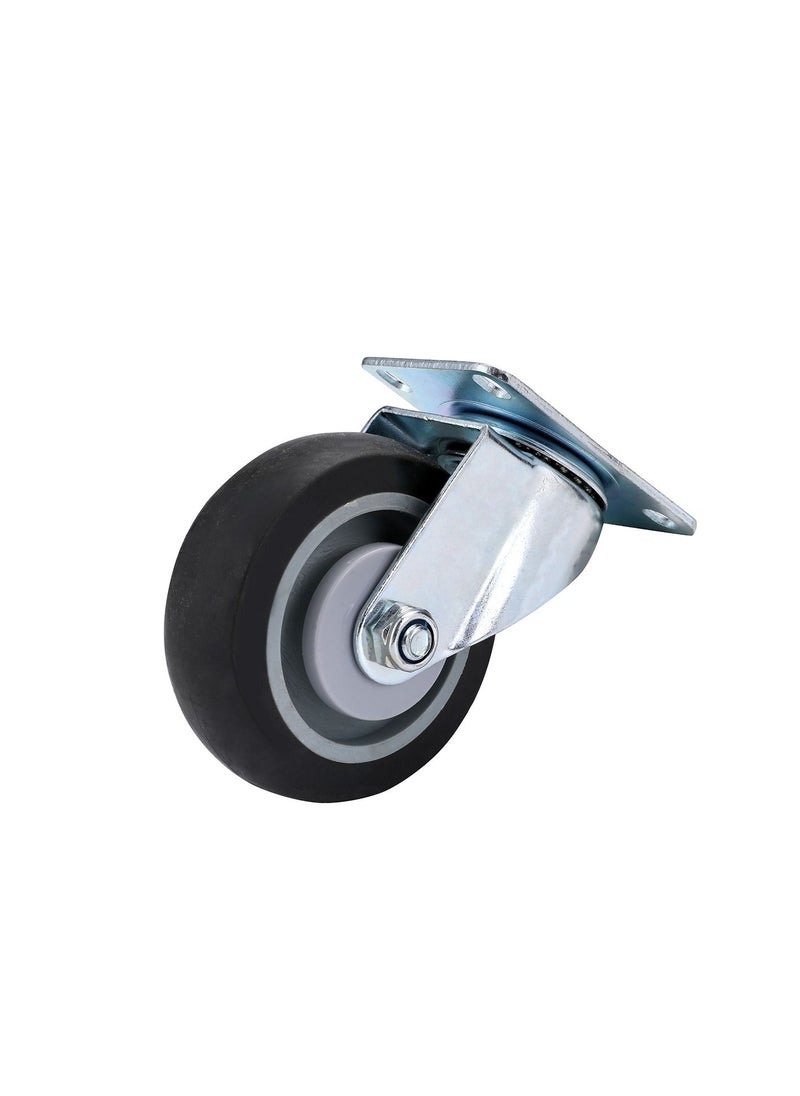 BMB tools - 2-Piece 125mm Grey TPR Double Ball Bearing Caster - Swivel - Plate - Image 1