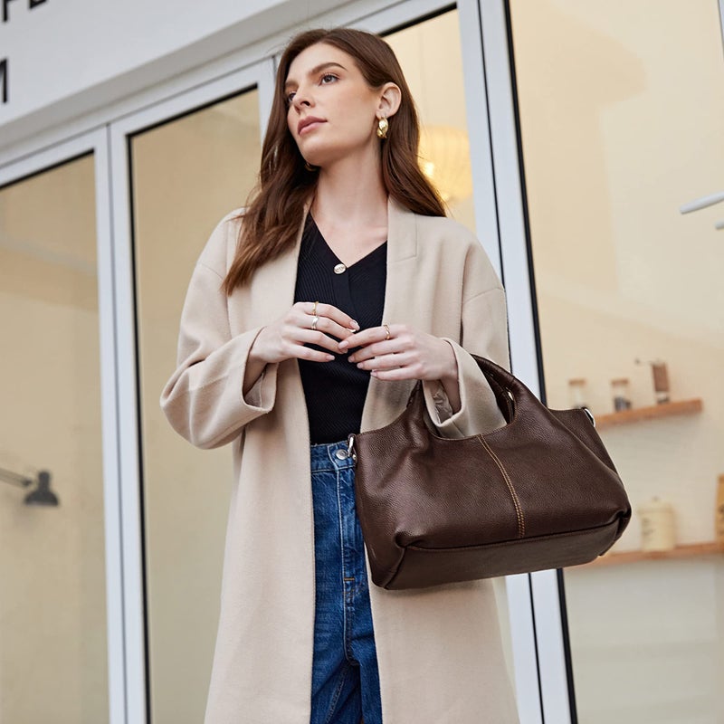 Iswee Tan Satchel Purses for Women Crossbody Bag Medium Size Hobo Top-handle Handbags Tote Bag Women's Shoulder Handbags Designer Ladies Purses (Coffee) - Image 2
