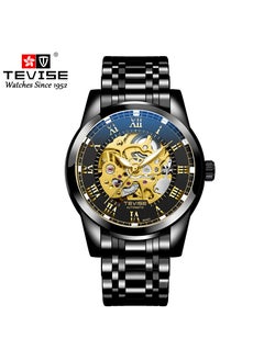 Generic 2024 Tweis Cross-border Waterproof Tungsten Steel Watch Mens Automatic Business Simple Mechanical Watch Mens Simple Luminous T9005D-All Black 
