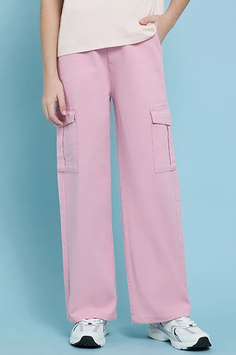 أر أند بي Solid Cargo Pants with Button Closure