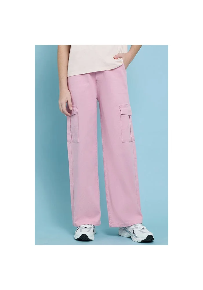 أر أند بي Solid Cargo Pants with Button Closure