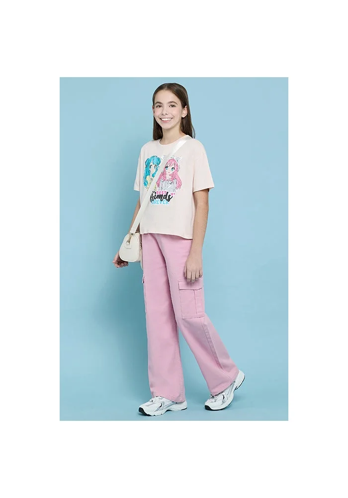 أر أند بي Solid Cargo Pants with Button Closure