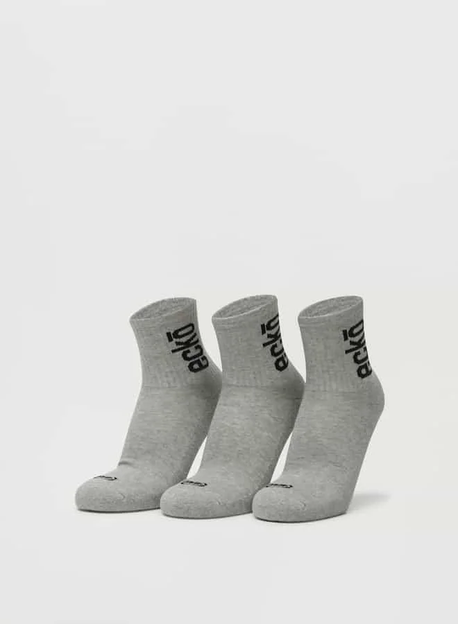 إيكو يو إن إل تي دي. Set of 3 - Ecko Unltd Logo Print Crew Length Socks