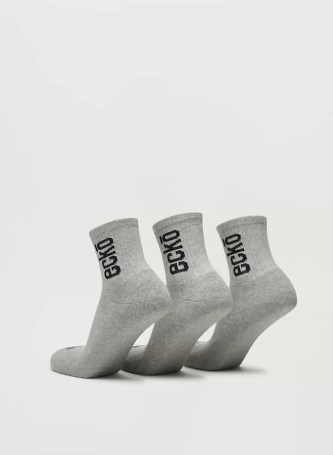 إيكو يو إن إل تي دي. Set of 3 - Ecko Unltd Logo Print Crew Length Socks