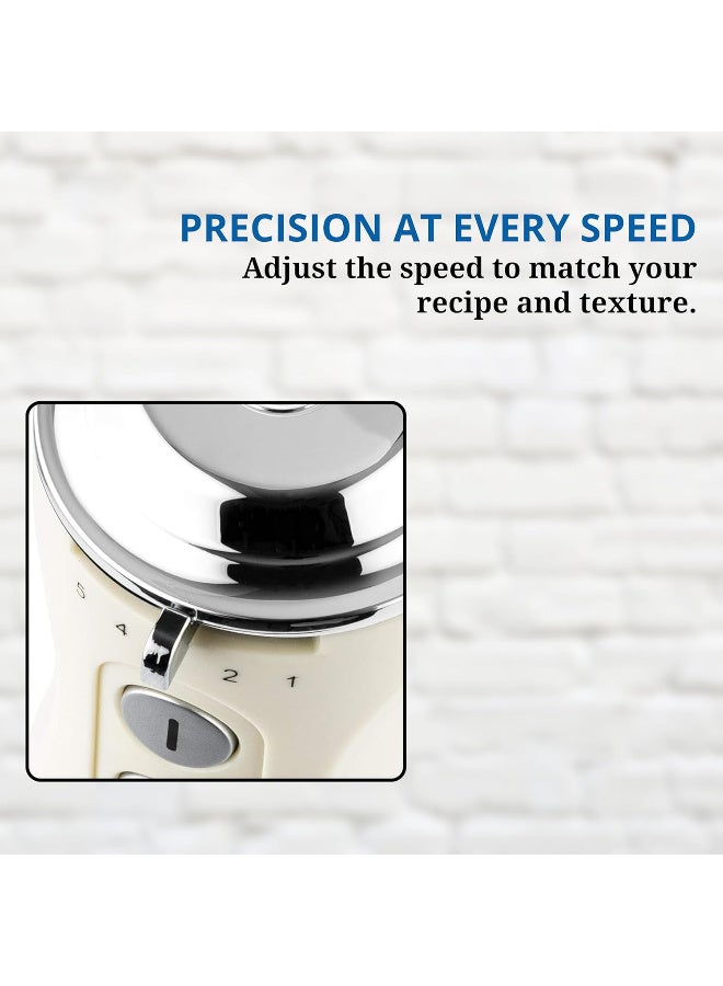 Westinghouse USA Retro Electric Hand Blender – 600W Handheld Stick Juicer Blender, Beige| Stainless Steel Immersion Blender with 5 Speeds & Turbo | Soft Grip Handle (UAE Version) - 2 Years Warranty - Image 4