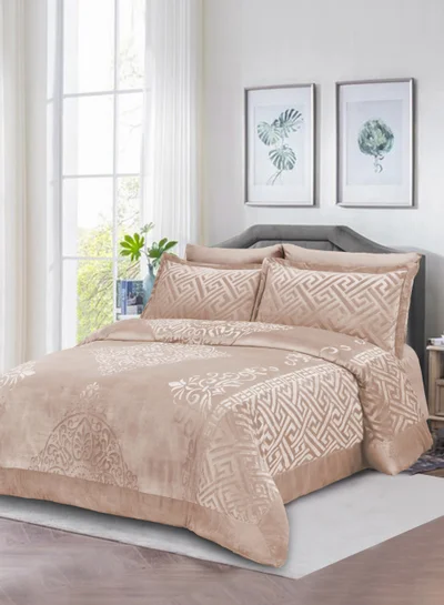 سيد المنسوجات المنزلية طقم لحاف مخملي، 7 قطع حجم كينج، يناسب 200 × 200 سم سرير مزدوج الحجم،مع الحشوة القابلة للنزع،  ناعم، دافئ