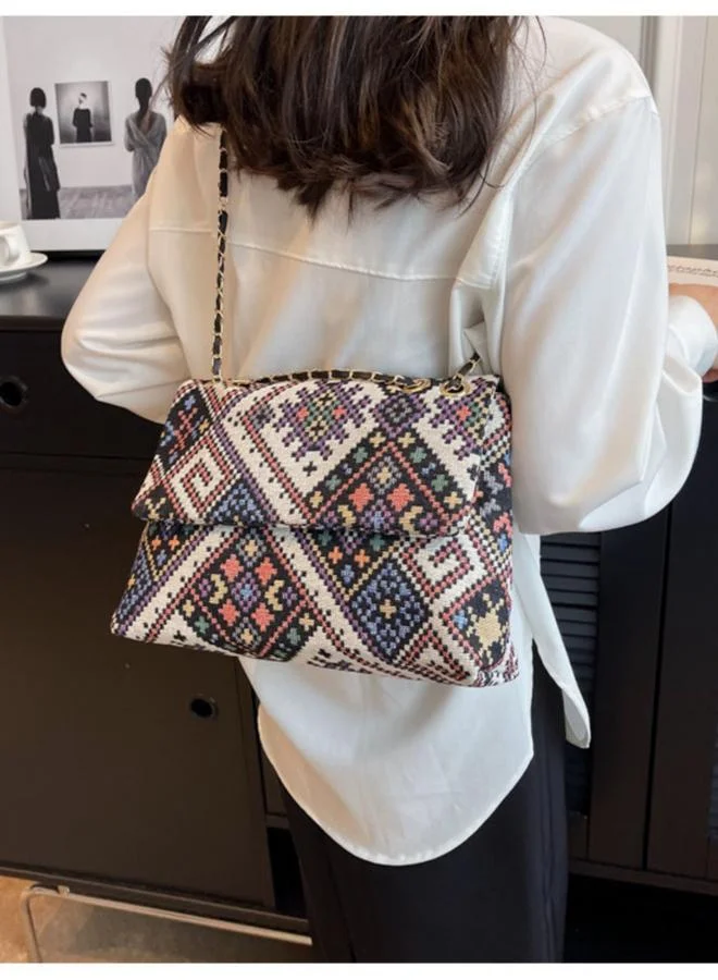Take Two Printed Tweed Shoulder Bag