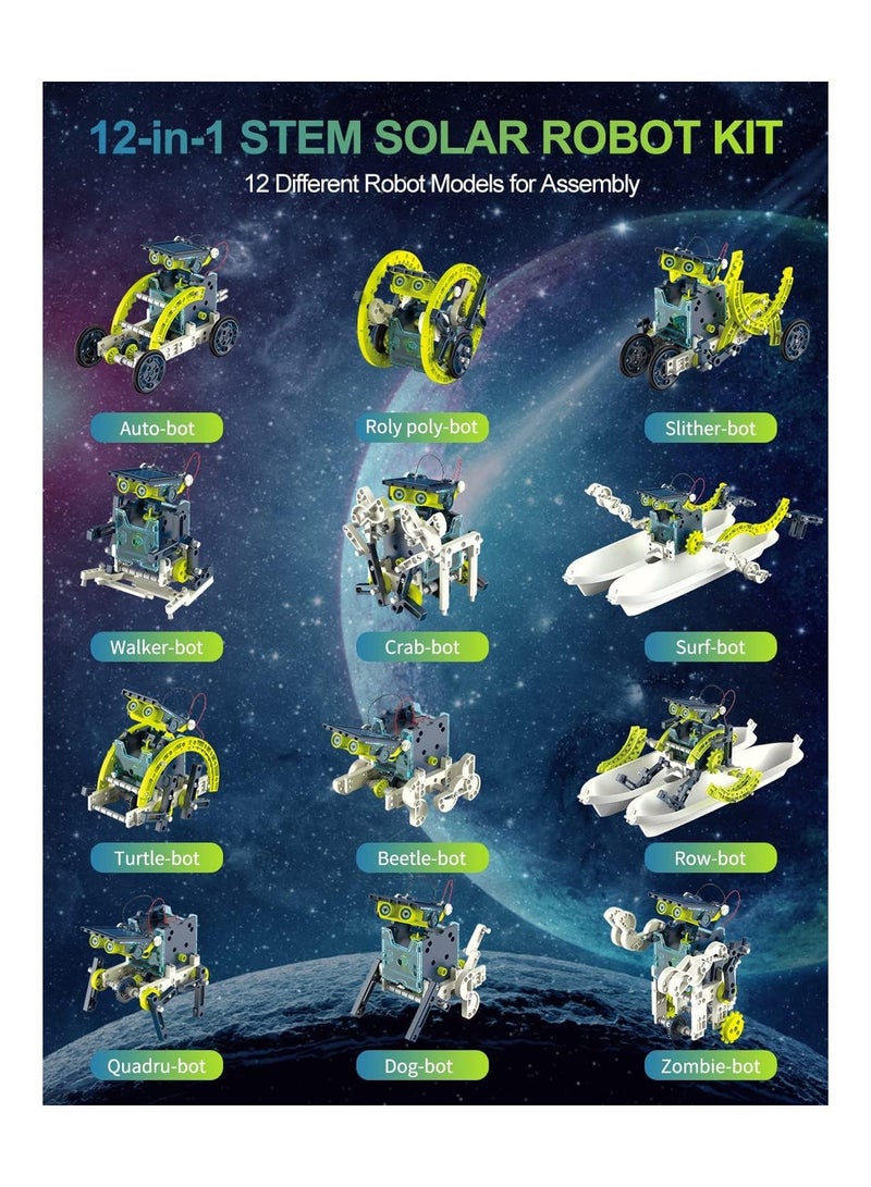 12-In-1 STEM Solar Robot Kit For Kids Educational Science 190 DIY Construction Toy Gifts  - Image 2
