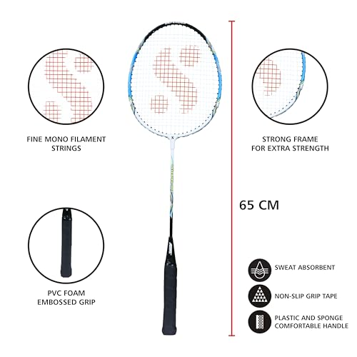 Silvers Silver's Aluminium Defender Badminton Racket with Full Cover(Blue/White) - Image 3
