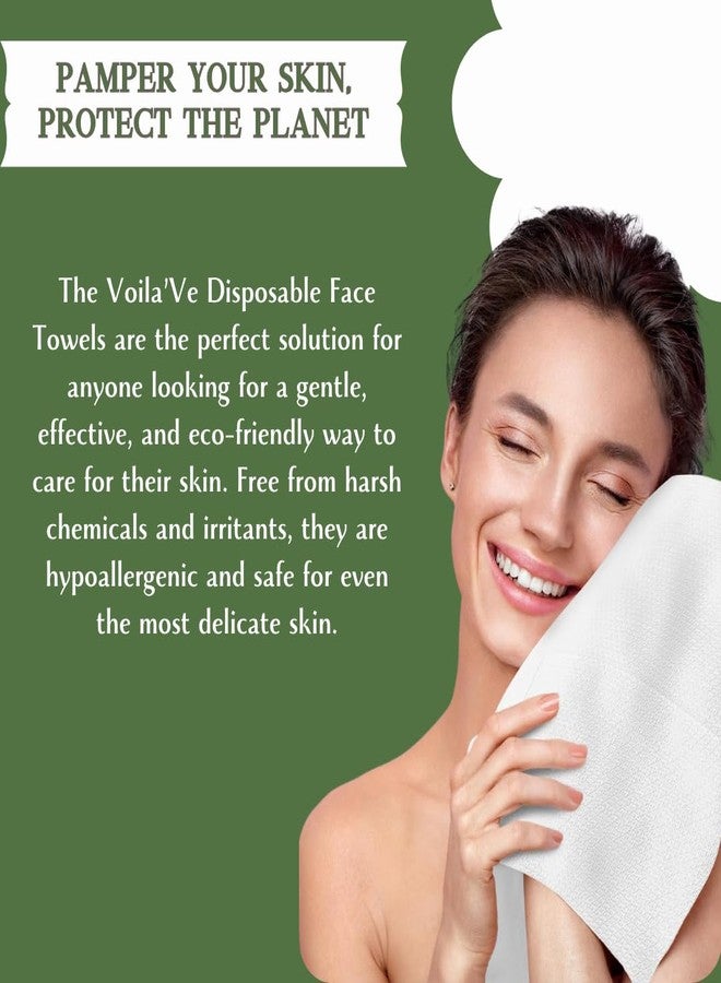 voilave مناديل وجه قابلة للاستخدام مرة واحدة من فويلافي - 100% قطن قابلة للتحلل لإزالة المكياج، مناديل جافة فائقة النعومة خالية من الوبر | مناديل صديقة للبيئة تم اختبارها سريرًا للبشرة الحساسة - XL 10 x 12" - 50 قطعة - Image 4