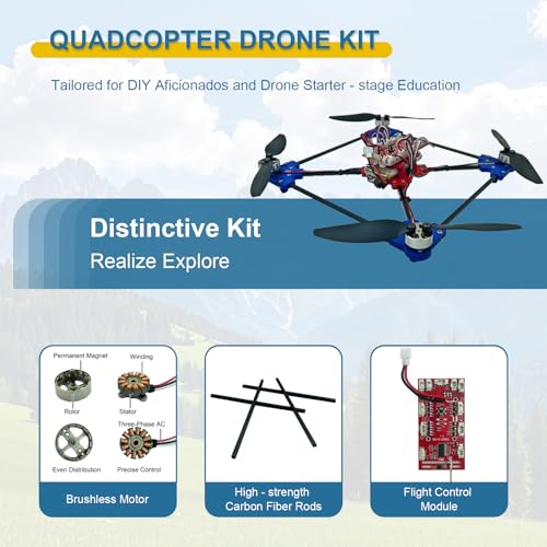 EIELEDIY Quadrotor Drone DIY Kit: A Unique STEM Project with Brushless Motor, Optical Flow Hovering, One-Click Takeoff and Landing, and 360° Flip for DIY Enthusiasts to Learn Drone Basics - Image 2