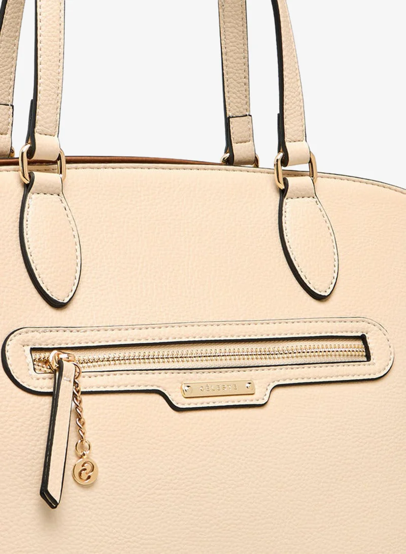 Celeste Solid Tote Bag with Zip Closure