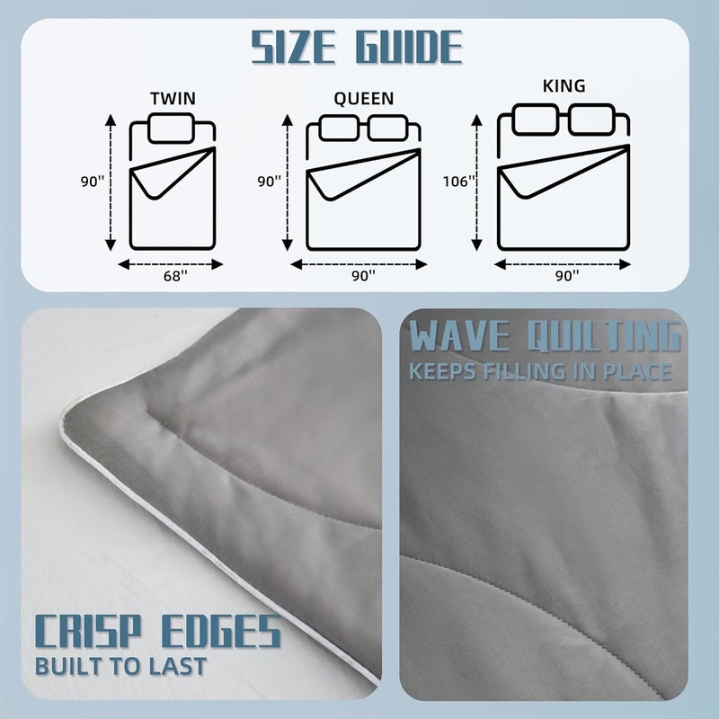 DOWNCOOL Cooling Comforter, Grey Cooling Blanket Queen Size, Cooling Duvet for Hot Sleeper, Breathable Summer Quilt, Lightweight Soft Q-Max>0.4 Arc-Chill Cool Comforter,90"X90" - Image 5