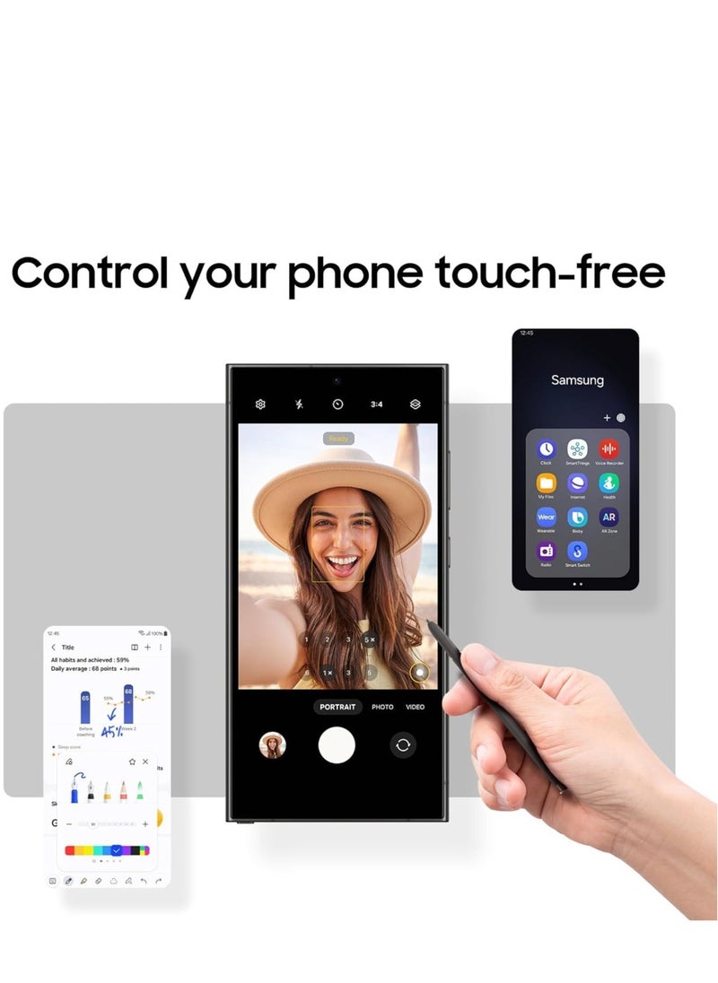 Excefore - S24 Ultra Stylus Pen (WithBluetooth) Replacement, for Samsung Galaxy S24 Ultra 5G All Versions Touch Pen+5 Tips+1 Clip, Compatible with Galaxy S24 Ultra 5G All Version (Titanium Black/S24 Ultra) - Image 1