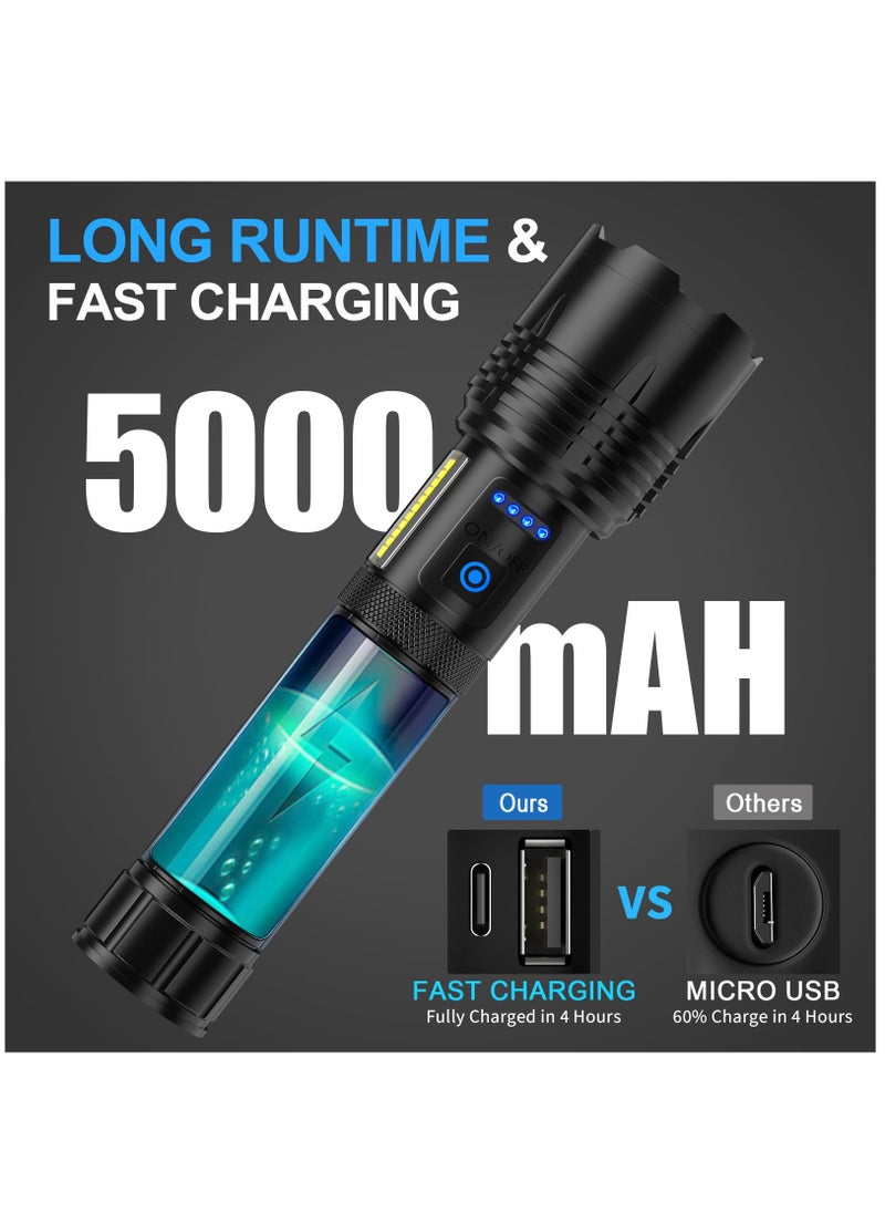 Arabest - Rechargeable Brightest LED Flashlights  990000 Lumens High Powered 5000mAh Flash Light 7 Modes with COB Waterproof Flashlight for Emergency Camping Hiking - Image 1