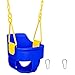 Squirrel Products Premium High Back Full Bucket Toddler Swing Seat with Finger Grip Plastic Coated Chains and Carabiners for Easy Install  Blue  Squirrel Products - Image 4