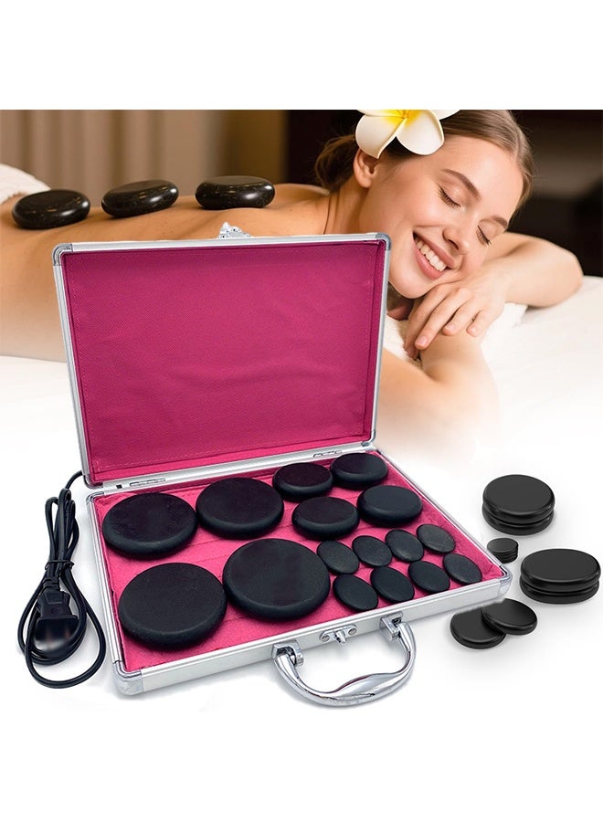 YelaJoy Hot Stones Massage Set with Warmer 16Pcs Hot Stones Massage Set with Heater Portable Hot Rocks Basalt Massage Stones Set with Warmer Kit for Home Spa Warming Therapy Relax - Image 1