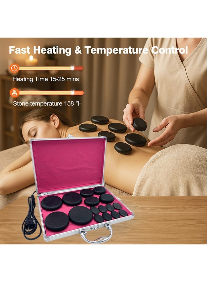 YelaJoy Hot Stones Massage Set with Warmer 16Pcs Hot Stones Massage Set with Heater Portable Hot Rocks Basalt Massage Stones Set with Warmer Kit for Home Spa Warming Therapy Relax - Image 3