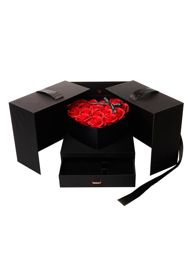 Luxurious Roses Heart Shape Decorative Gift Box Black - Image 1