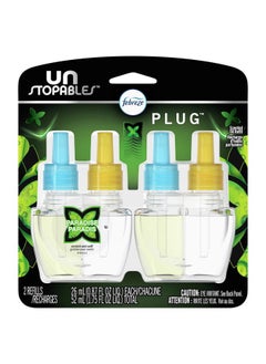 febreze Plug in Air Fresheners, Unstopables Paradise, Odor Eliminator for Strong Odors, Scented Oil Refill (2 Count) 