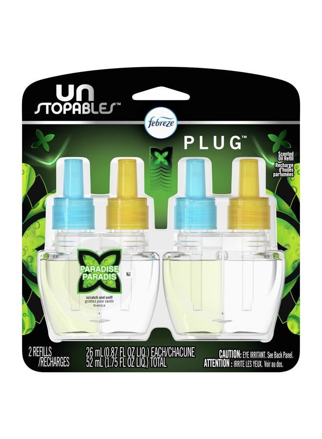 febreze Plug in Air Fresheners, Unstopables Paradise, Odor Eliminator for Strong Odors, Scented Oil Refill (2 Count)