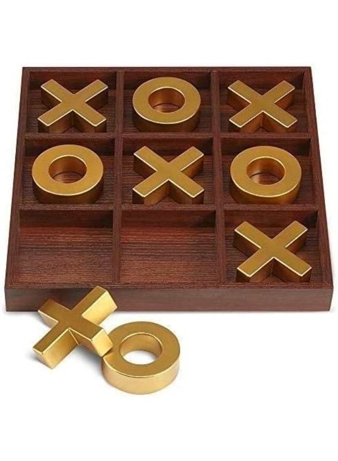 SNAPTRON Wooden Tic Tac Toe Game – Handmade Wooden Board Game Set with X and O Pieces – Fun Coffee Table Decor & Gift for Kids, Adults, Families – Rustic Home Accent - Image 1
