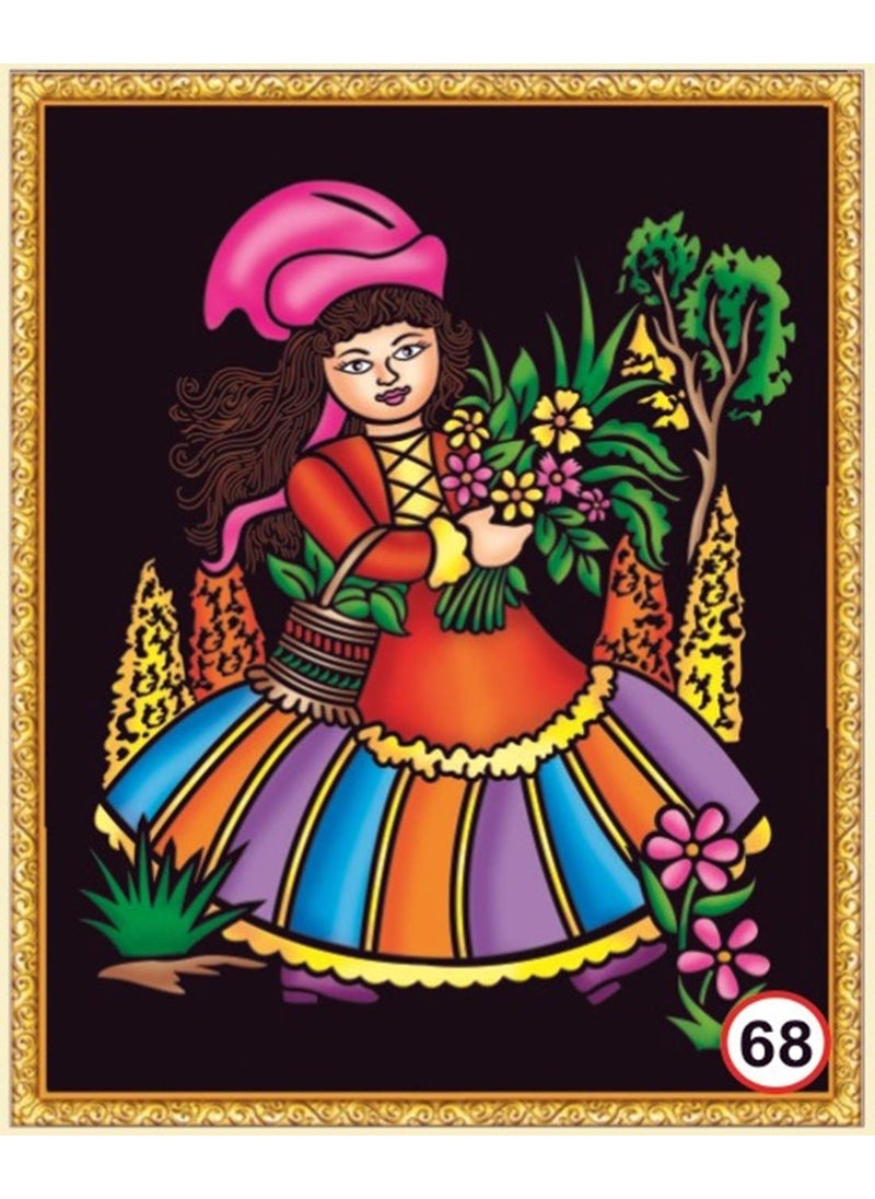 Rainbow Rainbow DIY - Emboss Painting Kit, Khasi Lady, Medium(13x19 inch), Design No. 68  - Image 1
