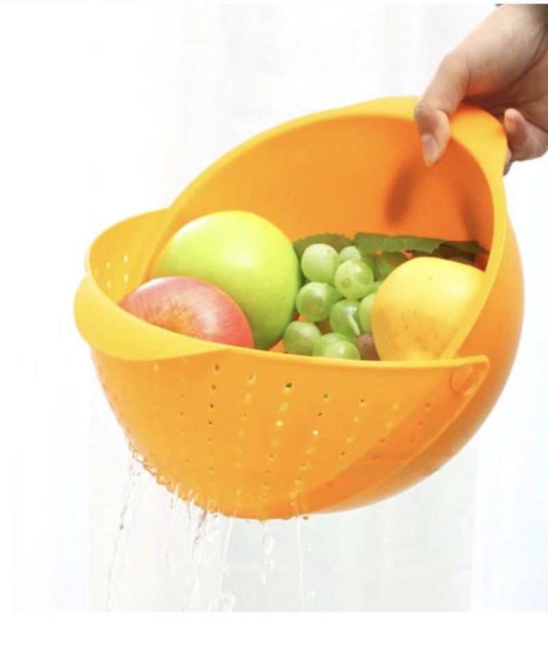 SHREEJIIH Vegetable Fruit Basket Rice Wash Sieve Washing Bowl Colander Big Colors May Vary - Image 1