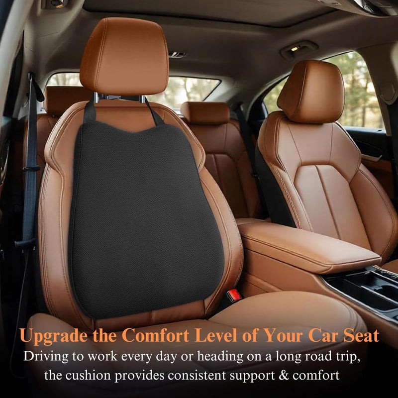 CUSHIO Car Lumbar Support Back Rest Support Memory Foam Cushion | Relieves Back Pain & Supports Posture | Ideal for Cars, Office Chairs, and Travel (Mesh Black) - Image 2