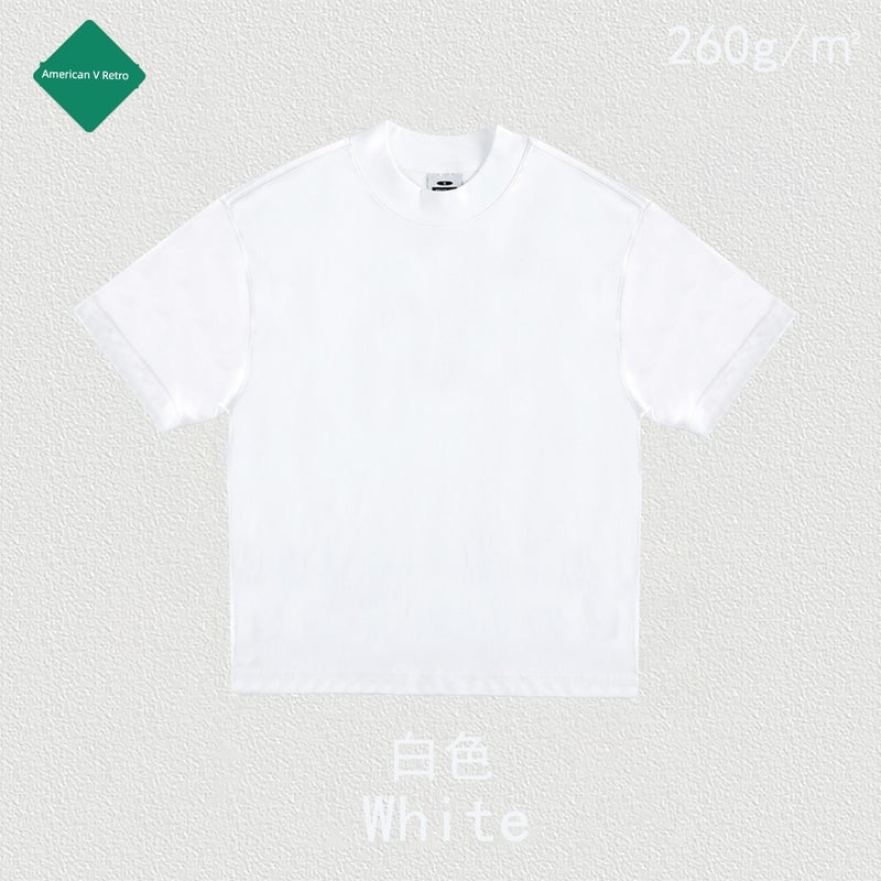 4CM! Small turtleneck T-shirt New American West Coast hip-hop heavyweight fashion short-sleeved men - Image 2