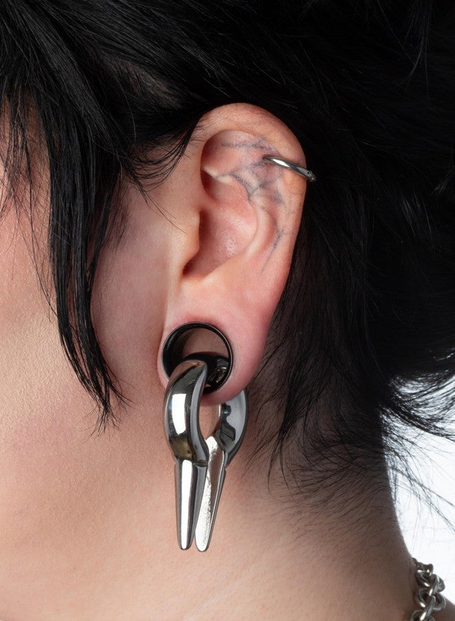 بيرسد آول أنفاق مزدوجة التوهج من الفولاذ المقاوم للصدأ 316L مطلية بتقنية PVD من Pierced Owl، تباع كزوج (أسود، 12 مم (1/2 بوصة)) - Image 3