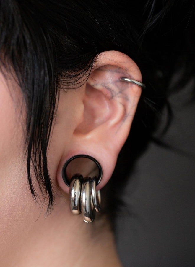 بيرسد آول أنفاق مزدوجة التوهج من الفولاذ المقاوم للصدأ 316L مطلية بتقنية PVD من Pierced Owl، تباع كزوج (أسود، 12 مم (1/2 بوصة)) - Image 2