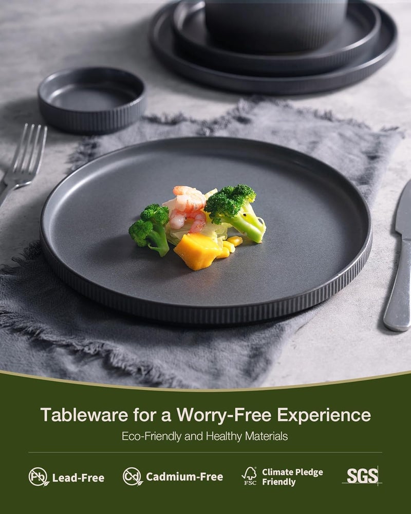 Famiware Star Dinnerware Set for 4 - 12 Pieces, Matte Dark Charcoal, Chip and Scratch Resistant - Image 4