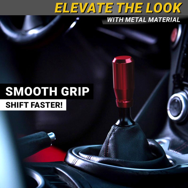 Mega Racer Premium Racing Red Shift Knob - 4 Metal Threaded Adapters, 4 5 6 Speed Manual & Buttonless Automatic Transmission, Aluminum Car Gear Stick Shifter Knobs, (M8, M10x1.25/1.5, M12x1.25), Cool JDM Style - Image 3