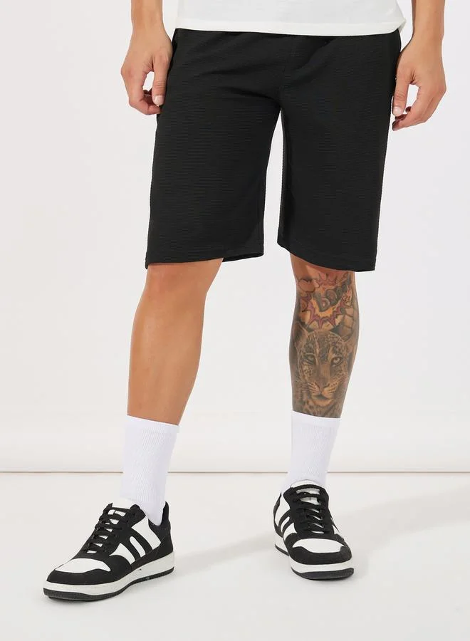 Styli Textured Slim Fit  Shorts with Drawcord