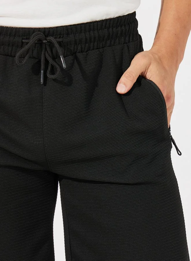 Styli Textured Slim Fit  Shorts with Drawcord
