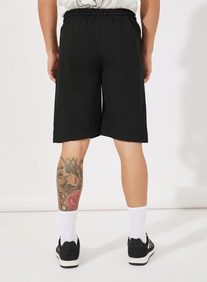 Styli Textured Slim Fit  Shorts with Drawcord