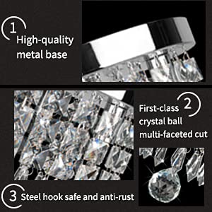 GANE-SHLIGHTS GL K9 Crystal Chandelier for Living Room Modern Ceiling Light Led Jhummer for Hall Hotel Resort Shop Temples, Office, Resort B3 (Warmwhite)(Size: W 23cm,H 30cm)(Small) - Image 3
