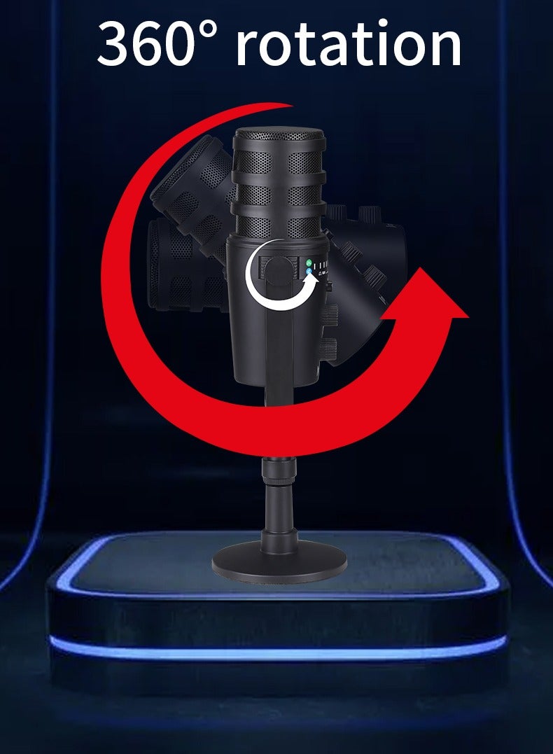 Jmary USB/XLR Podcast Microphone for PC & Laptop, Professional Condenser Mic with Mute Button, Gain Control, No-Latency Headphone Jack, Desktop Stand, Cardioid Pickup for Recording, Streaming & Gaming USB Microphone Condenser Microphone MC-PW12 - Image 5