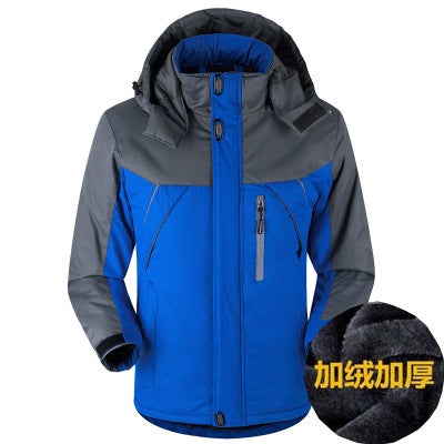 23 Winter Leisure Sports Work Clothes Cotton-padded Clothes Mens fleece-lined Waterproof Charge Clothes Outdoor Labor Protection Work Clothes Cotton-padded Jacket Blue
