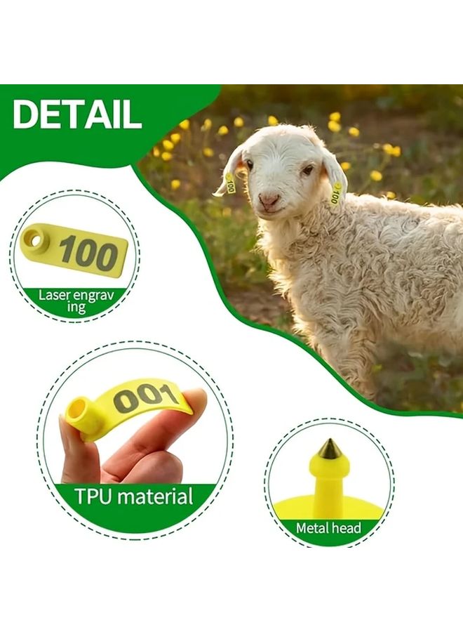 Large Livestock Plastic ID Number Tags Installation Tools Green Durable Sheep Goat Identification - Image 3