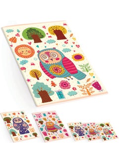 Plastic Cover A4 60 Sheets Checkered Notebook - Owl Patterned