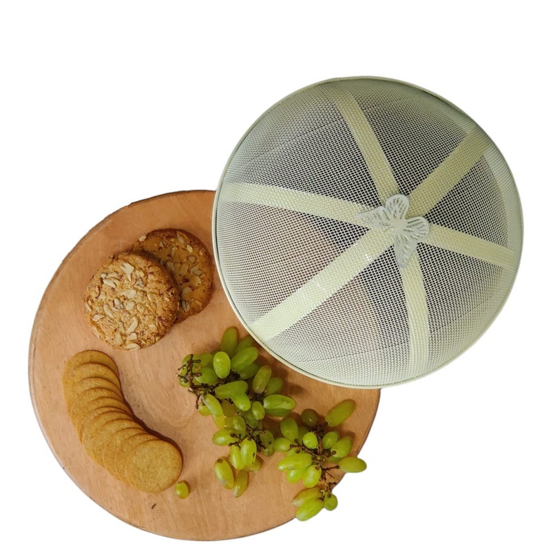 Elan Elan Butterfly Cake Cover Food Covers Steel Mesh Net Kitchen Umbrella Practical Home Using Anti Fly Mosquito Food Cover 10 InchIvory  - Image 3