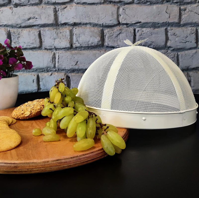 Elan Elan Butterfly Cake Cover Food Covers Steel Mesh Net Kitchen Umbrella Practical Home Using Anti Fly Mosquito Food Cover 10 InchIvory  - Image 1