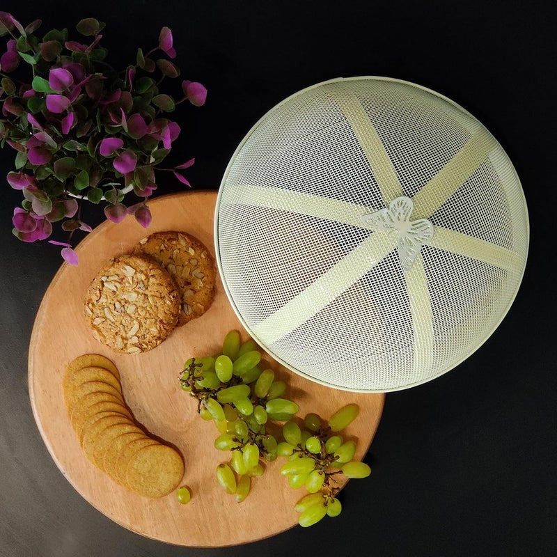 Elan Elan Butterfly Cake Cover Food Covers Steel Mesh Net Kitchen Umbrella Practical Home Using Anti Fly Mosquito Food Cover 10 InchIvory  - Image 2